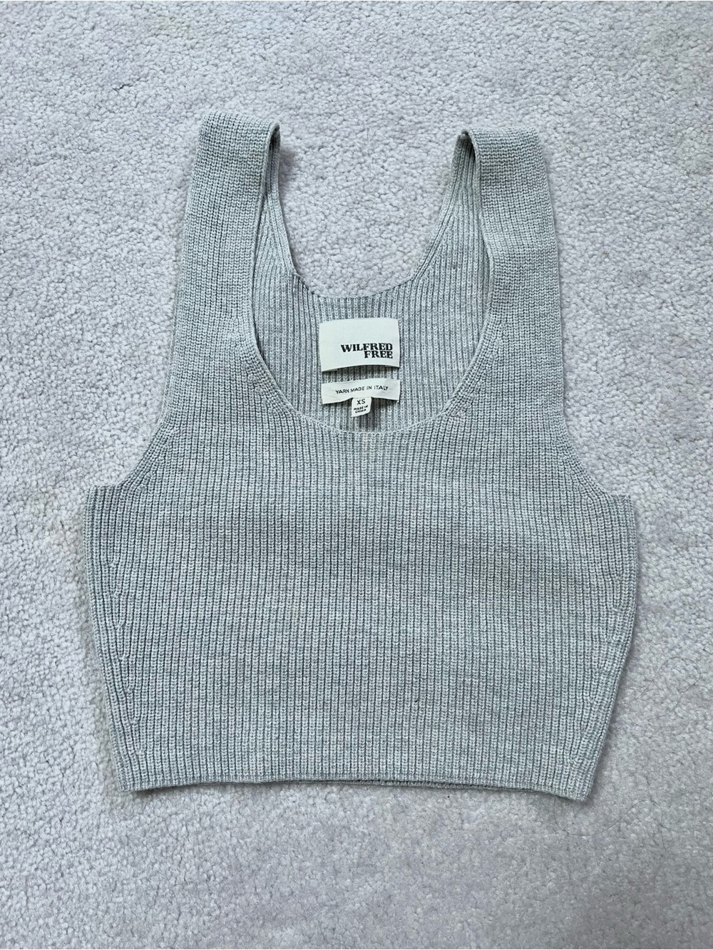Wilfred Light Gray Ribbed Knit Crop Tank